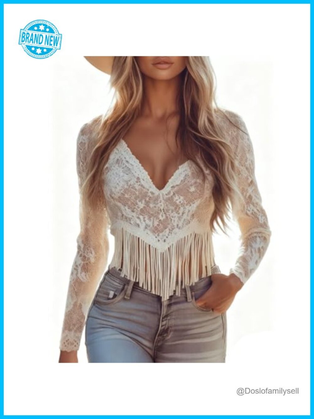 Women's V Neck Lace Sheer Top Long Sleeve Mesh Blouse